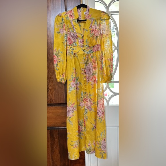 NWT Zimmermann Zinnia Dress – Yellow Floral Midi – Size 0P - Picture 5 of 8